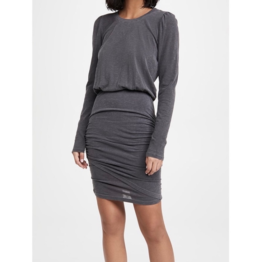 NEW Anthropologie Sundry Shirred Mini Dress in Charcoal size M